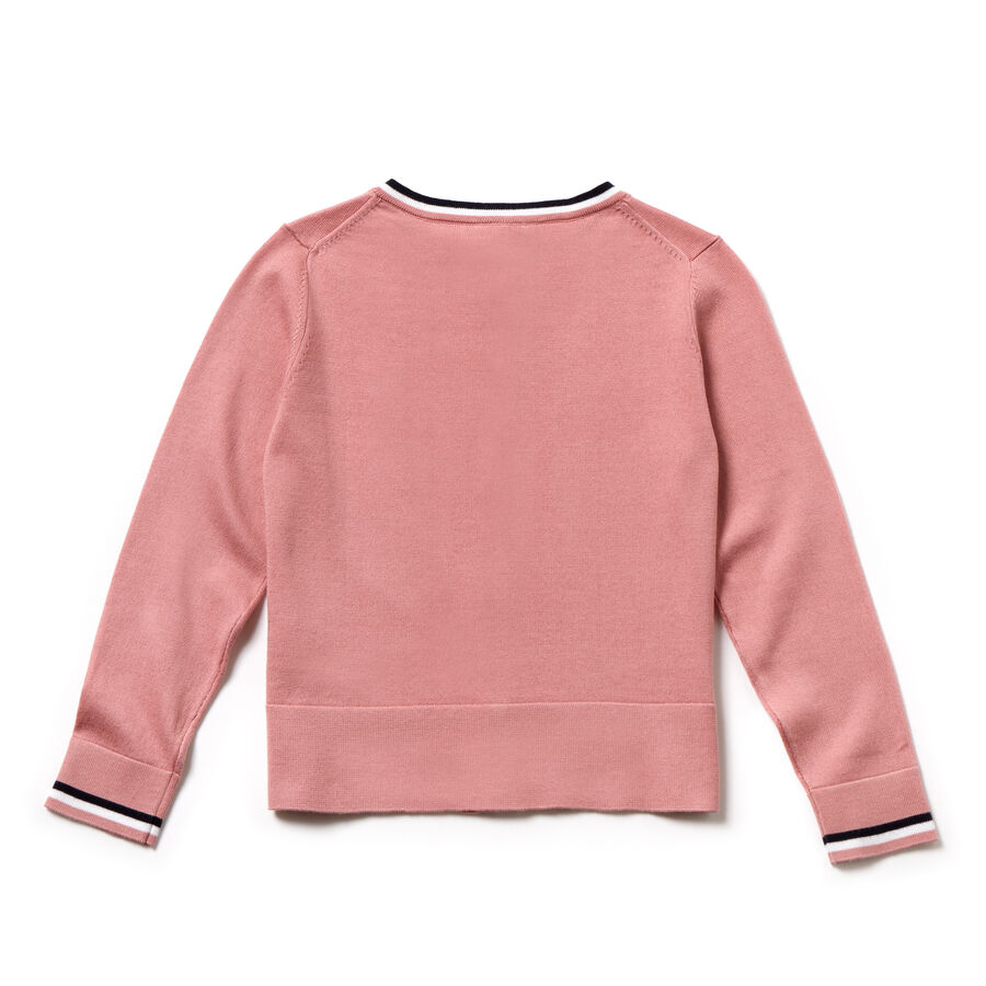 Girls' Contrast Finishes Cotton Jersey Cardigan