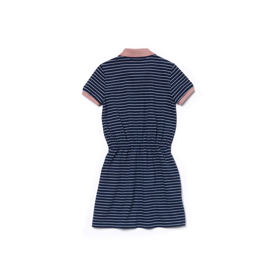 Gestreiftes Mädchen Polokleid aus Baumwoll-Piqué