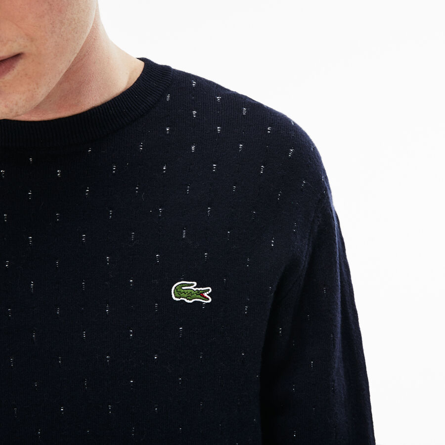 Pull col rond Lacoste LIVE en jacquard de coton et cachemire...