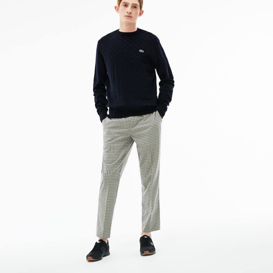 Pull col rond Lacoste LIVE en jacquard de coton et cachemire...