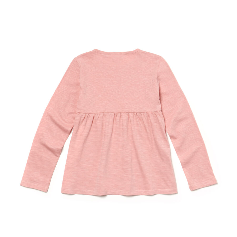 T-shirt col rond Fille à manches longues en jersey de coton uni