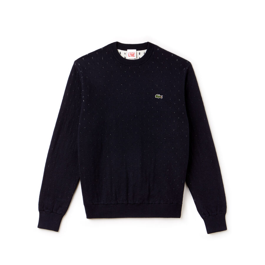 Men's Lacoste LIVE Crew Neck Cotton And Cashmere Jacquard Sweater