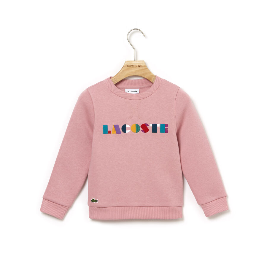 Girls' Crew Neck Colored Lacoste Embroidery Fleece Sweatshirt