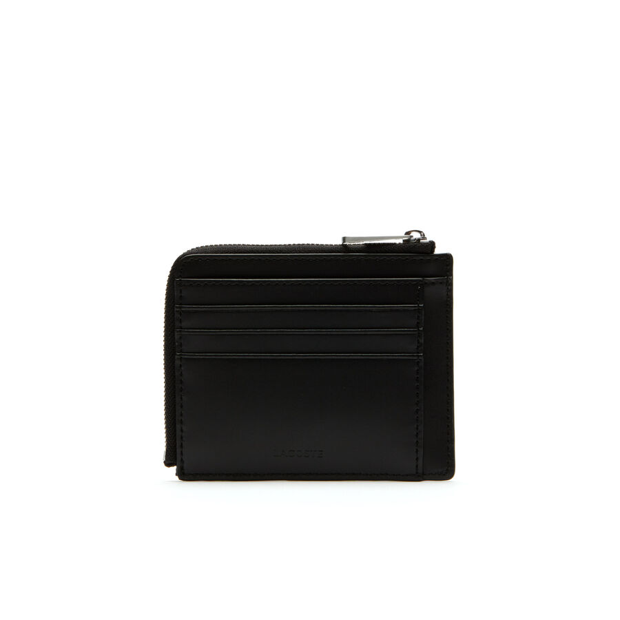 Porte-cartes zippé Chantaco en cuir piqué mat uni