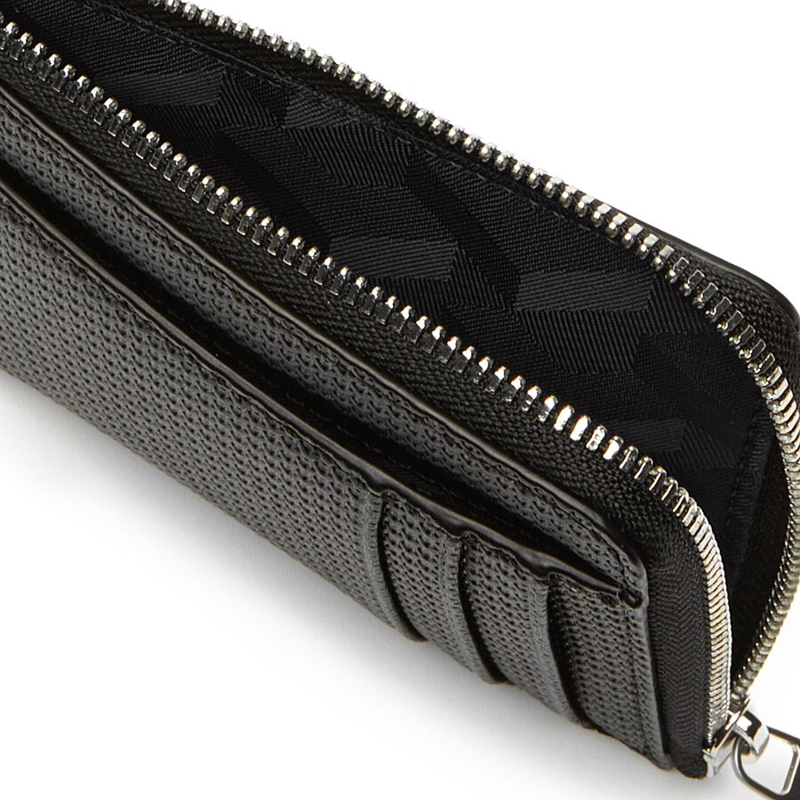 Porte-cartes zippé Chantaco en cuir piqué mat uni