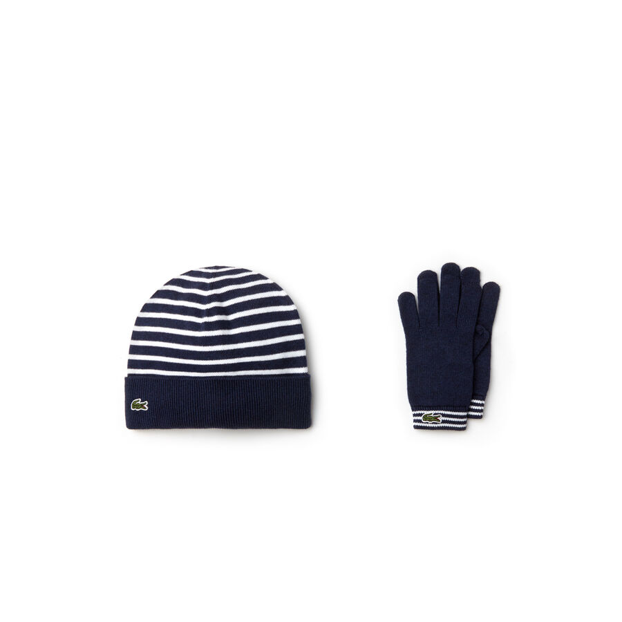 Gorro e luvas Menino em jersey de algodão e caxemira